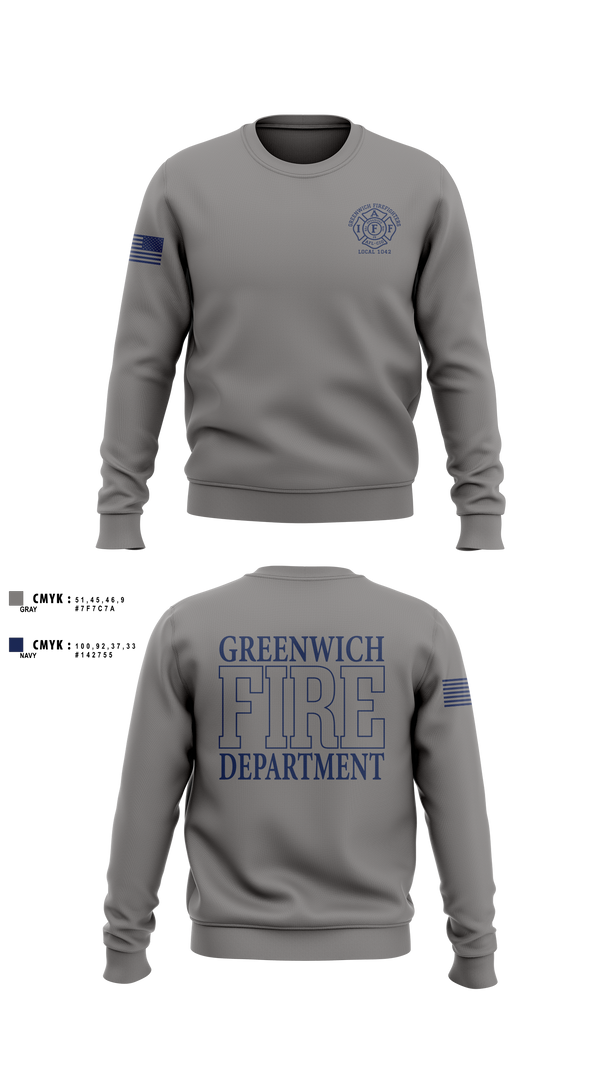 Crew Neck Sweatshirt, Greenwich Fire Local 1042, Fire Department, Teamtime, Team time, sublimation, custom sports apparel, team uniforms, spirit wear, spiritwear, sports uniforms, custom shirts, team store, custom team store, fundraiser sports, apparel fundraiser
