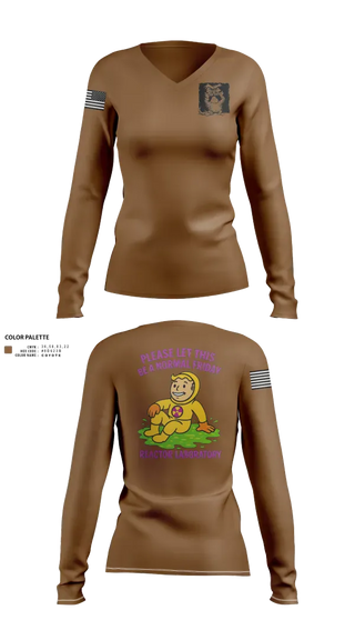 Womens Long Sleeve Vneck Shirt, USS Jefferson City SSN-759 Reactor Labratory, Navy, Teamtime, Team time, sublimation, custom sports apparel, team uniforms, spirit wear, spiritwear, sports uniforms, custom shirts, team store, custom team store, fundraiser sports, apparel fundraiser
