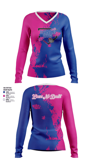 Womens Long Sleeve Vneck Shirt, Diamond Dawgs, Softball, Teamtime, Team time, sublimation, custom sports apparel, team uniforms, spirit wear, spiritwear, sports uniforms, custom shirts, team store, custom team store, fundraiser sports, apparel fundraiser
