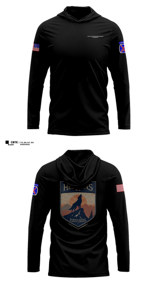 Long Sleeve hooded sunshirt, Headquarters and Distribution Company, Army, Teamtime, Team time, sublimation, custom sports apparel, team uniforms, spirit wear, spiritwear, sports uniforms, custom shirts, team store, custom team store, fundraiser sports, apparel fundraiser