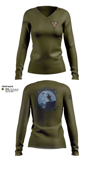 Womens Long Sleeve Vneck Shirt, Aircraft Recovery, Marines, Teamtime, Team time, sublimation, custom sports apparel, team uniforms, spirit wear, spiritwear, sports uniforms, custom shirts, team store, custom team store, fundraiser sports, apparel fundraiser
