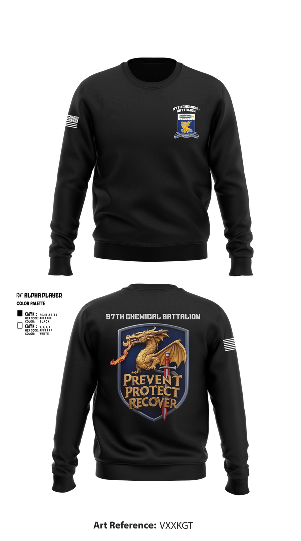 Crew Neck Sweatshirt, 97TH Chemical Battalion, , Teamtime, Team time, sublimation, custom sports apparel, team uniforms, spirit wear, spiritwear, sports uniforms, custom shirts, team store, custom team store, fundraiser sports, apparel fundraiser