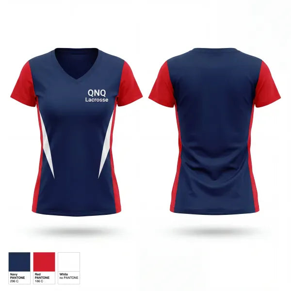 Womens Short Sleeve Vneck Shirt, QNQ Lacrosse, Men's Lacrosse, Teamtime, Team time, sublimation, custom sports apparel, team uniforms, spirit wear, spiritwear, sports uniforms, custom shirts, team store, custom team store, fundraiser sports, apparel fundraiser