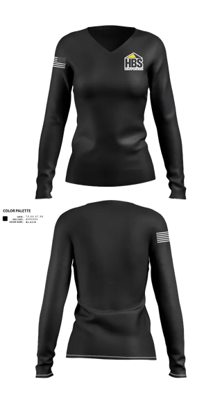 Womens Long Sleeve Vneck Shirt, HBS Drywall, LLC, , Teamtime, Team time, sublimation, custom sports apparel, team uniforms, spirit wear, spiritwear, sports uniforms, custom shirts, team store, custom team store, fundraiser sports, apparel fundraiser