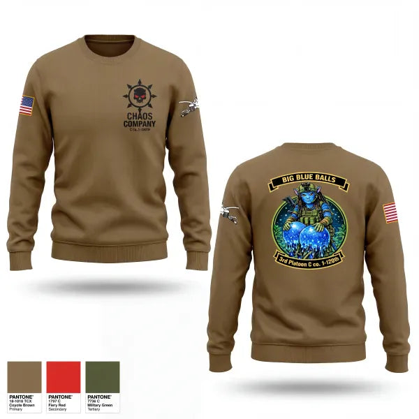 Crew Neck Sweatshirt, C. Co. 1-120 3rd PLT, Army, Teamtime, Team time, sublimation, custom sports apparel, team uniforms, spirit wear, spiritwear, sports uniforms, custom shirts, team store, custom team store, fundraiser sports, apparel fundraiser