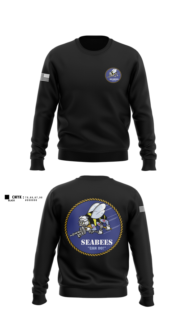 Crew Neck Sweatshirt, Seabees, , Teamtime, Team time, sublimation, custom sports apparel, team uniforms, spirit wear, spiritwear, sports uniforms, custom shirts, team store, custom team store, fundraiser sports, apparel fundraiser