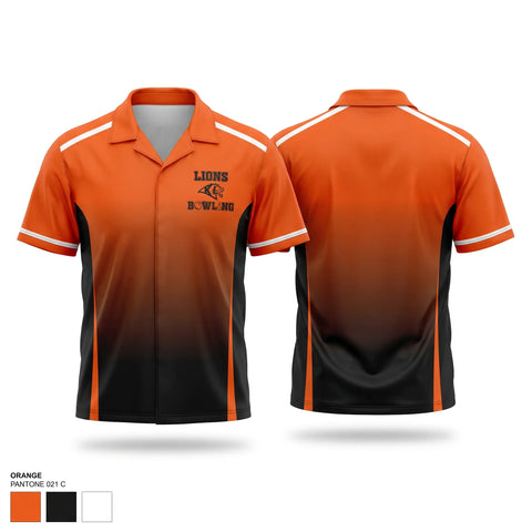 Short Sleeve Bowling Jersey, Kennewick lions, Bowling, Teamtime, Team time, sublimation, custom sports apparel, team uniforms, spirit wear, spiritwear, sports uniforms, custom shirts, team store, custom team store, fundraiser sports, apparel fundraiser