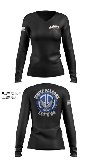 Womens Long Sleeve Vneck Shirt, A Co 2-325 AIR, Army, Teamtime, Team time, sublimation, custom sports apparel, team uniforms, spirit wear, spiritwear, sports uniforms, custom shirts, team store, custom team store, fundraiser sports, apparel fundraiser
