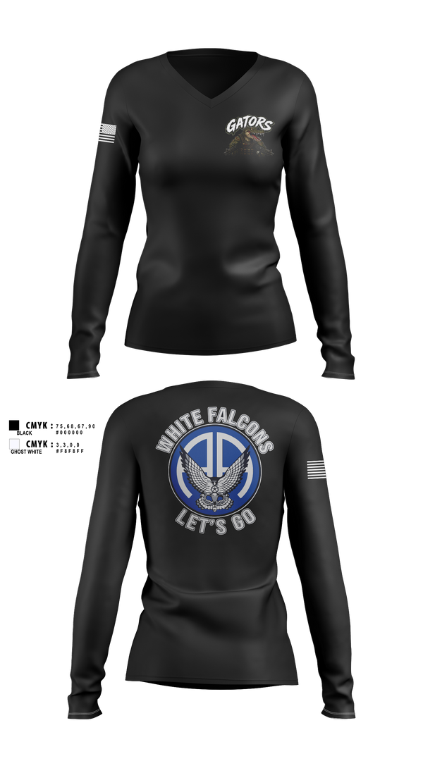 Womens Long Sleeve Vneck Shirt, A Co 2-325 AIR, Army, Teamtime, Team time, sublimation, custom sports apparel, team uniforms, spirit wear, spiritwear, sports uniforms, custom shirts, team store, custom team store, fundraiser sports, apparel fundraiser