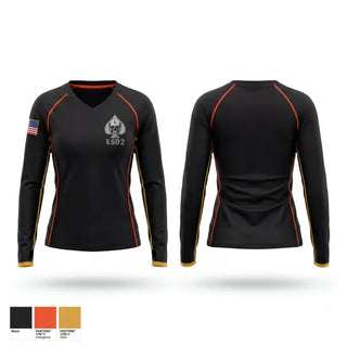 Womens Long Sleeve Vneck Shirt, LSD 2, Army, Teamtime, Team time, sublimation, custom sports apparel, team uniforms, spirit wear, spiritwear, sports uniforms, custom shirts, team store, custom team store, fundraiser sports, apparel fundraiser