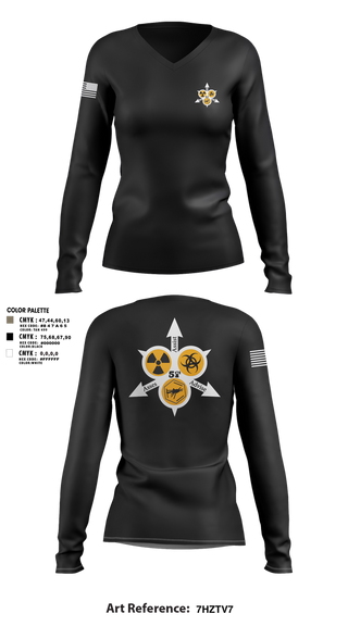 Womens Long Sleeve Vneck Shirt, 51st WMD-CST, , Teamtime, Team time, sublimation, custom sports apparel, team uniforms, spirit wear, spiritwear, sports uniforms, custom shirts, team store, custom team store, fundraiser sports, apparel fundraiser