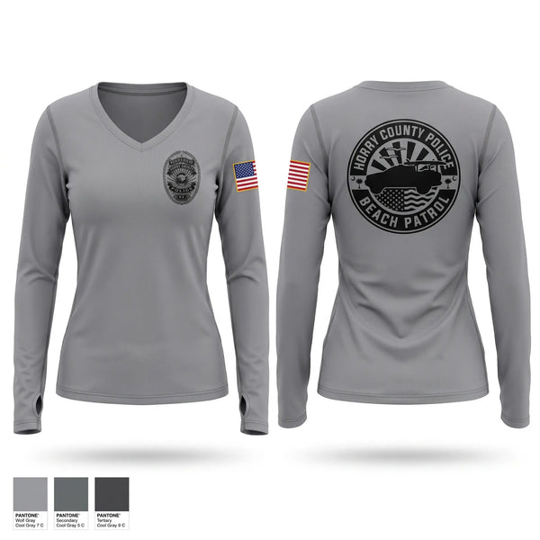 Womens Long Sleeve Vneck Shirt, Beach patrol, Police, Teamtime, Team time, sublimation, custom sports apparel, team uniforms, spirit wear, spiritwear, sports uniforms, custom shirts, team store, custom team store, fundraiser sports, apparel fundraiser