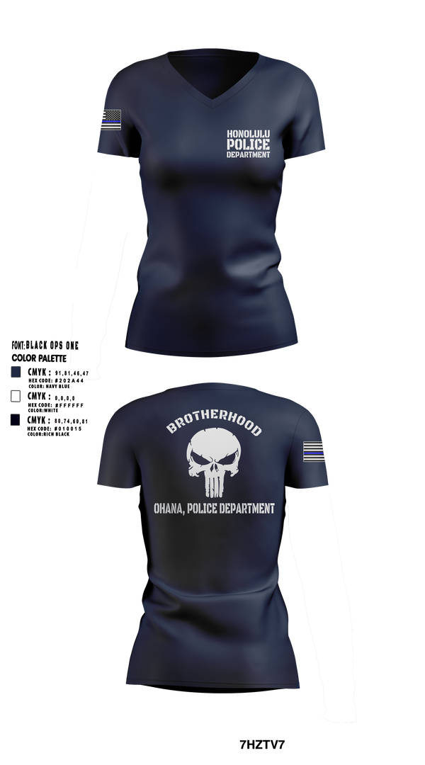 Womens Short Sleeve Vneck Shirt, Honolulu Police Department, Police, Teamtime, Team time, sublimation, custom sports apparel, team uniforms, spirit wear, spiritwear, sports uniforms, custom shirts, team store, custom team store, fundraiser sports, apparel fundraiser
