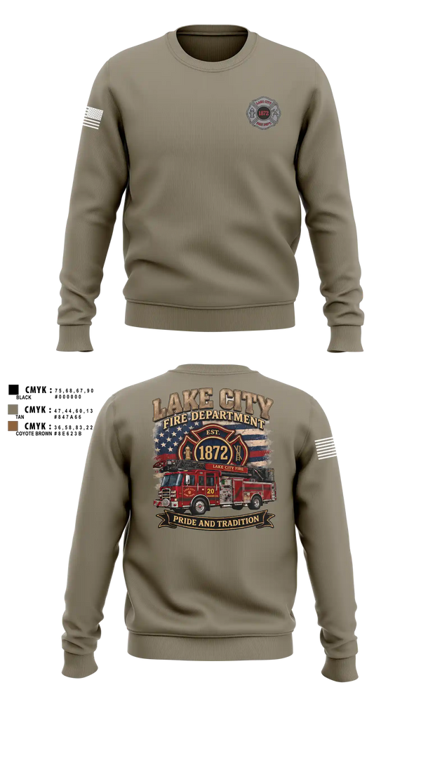 Crew Neck Sweatshirt, Lake City Fire Department, Fire Department, Teamtime, Team time, sublimation, custom sports apparel, team uniforms, spirit wear, spiritwear, sports uniforms, custom shirts, team store, custom team store, fundraiser sports, apparel fundraiser