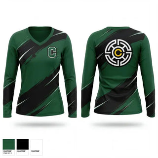 Womens Long Sleeve Vneck Shirt, Coopersville Broncos, Wrestling, Teamtime, Team time, sublimation, custom sports apparel, team uniforms, spirit wear, spiritwear, sports uniforms, custom shirts, team store, custom team store, fundraiser sports, apparel fundraiser