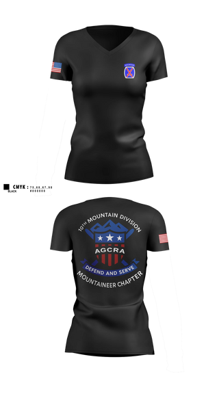 Womens Short Sleeve Vneck Shirt, Mountaineer Chapter Adjutant General Regimental Association, Army, Teamtime, Team time, sublimation, custom sports apparel, team uniforms, spirit wear, spiritwear, sports uniforms, custom shirts, team store, custom team store, fundraiser sports, apparel fundraiser