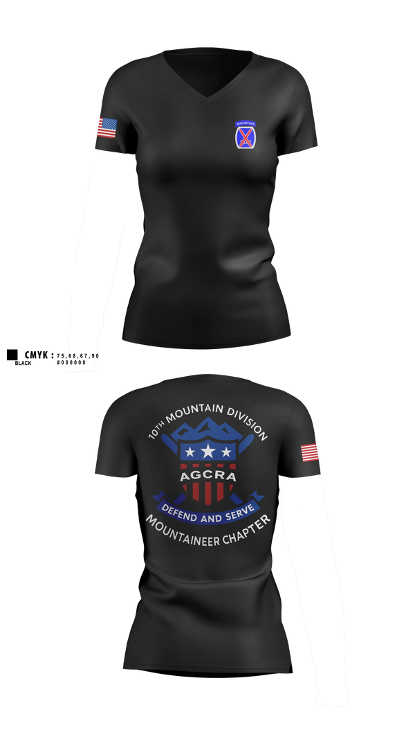 Womens Short Sleeve Vneck Shirt, Mountaineer Chapter Adjutant General Regimental Association, Army, Teamtime, Team time, sublimation, custom sports apparel, team uniforms, spirit wear, spiritwear, sports uniforms, custom shirts, team store, custom team store, fundraiser sports, apparel fundraiser