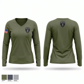 Womens Long Sleeve Vneck Shirt, Coraopolis Police K9 Unit, Police, Teamtime, Team time, sublimation, custom sports apparel, team uniforms, spirit wear, spiritwear, sports uniforms, custom shirts, team store, custom team store, fundraiser sports, apparel fundraiser