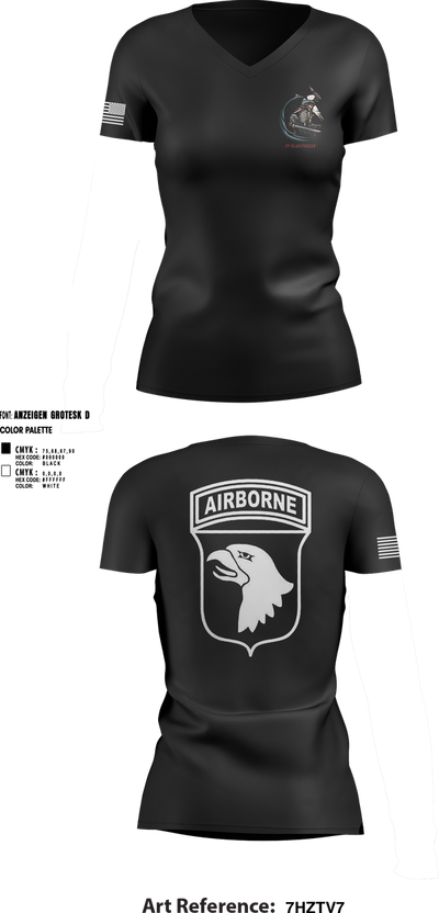 2nd Flt Platoon, B/101 Avn Regt, 101st ABN DIV 10364958 Women's Short Sleeve V-neck Shirt - 2