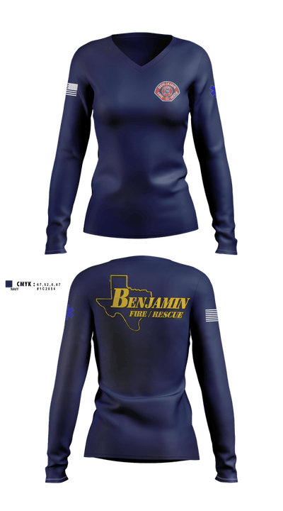 Benjamin Fire Department 83965457 Women's Long Sleeve V-neck Shirt - 100