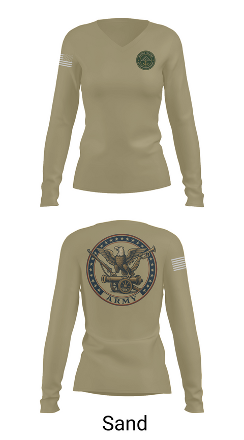 Womens Long Sleeve Vneck Shirt, Military Funeral Honors, , Teamtime, Team time, sublimation, custom sports apparel, team uniforms, spirit wear, spiritwear, sports uniforms, custom shirts, team store, custom team store, fundraiser sports, apparel fundraiser
