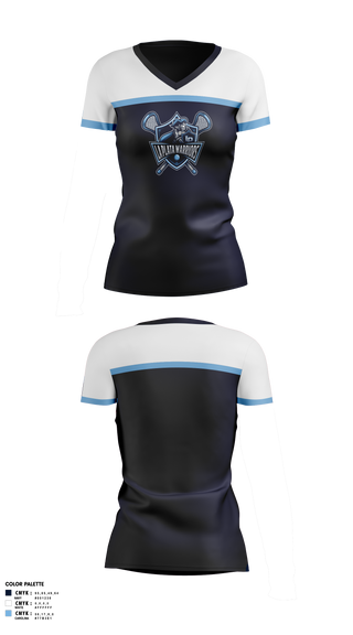 Womens Short Sleeve Vneck Shirt, La Plata Warriors, Women's Lacrosse, Teamtime, Team time, sublimation, custom sports apparel, team uniforms, spirit wear, spiritwear, sports uniforms, custom shirts, team store, custom team store, fundraiser sports, apparel fundraiser