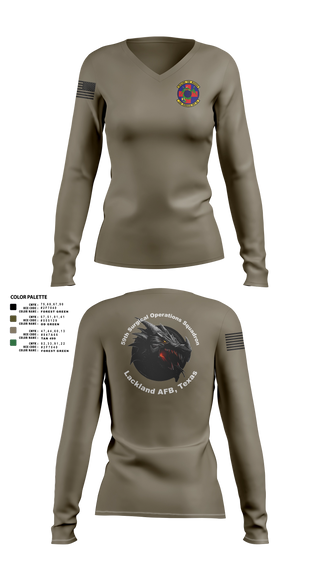 Womens Long Sleeve Vneck Shirt, 59th Surgical Operations Squadron, Air Force, Teamtime, Team time, sublimation, custom sports apparel, team uniforms, spirit wear, spiritwear, sports uniforms, custom shirts, team store, custom team store, fundraiser sports, apparel fundraiser