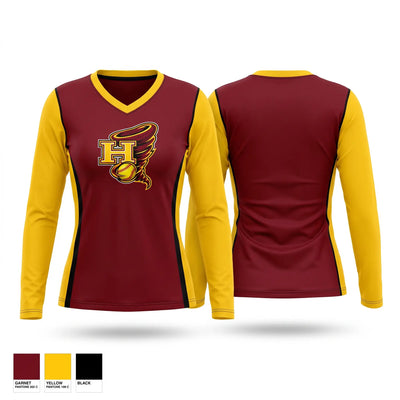 Hickory Lady Red Tornadoes Women's Long Sleeve V-neck Shirt - 1