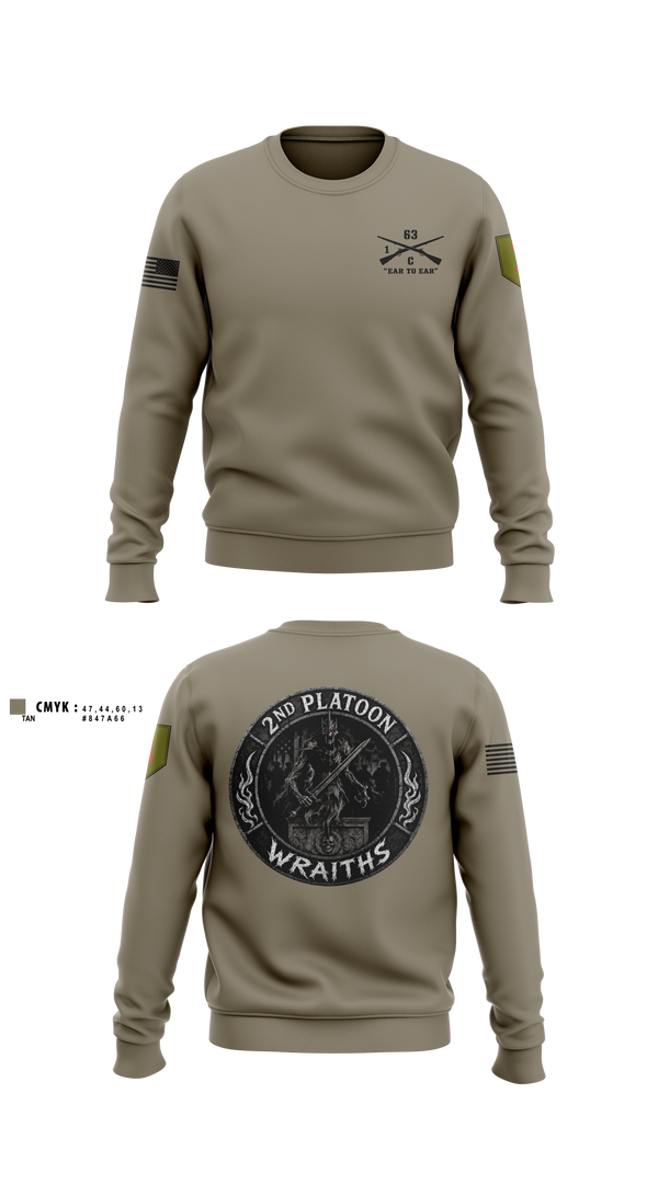 Crew Neck Sweatshirt, 2nd PLT, C co, 1-63 AR BN, Army, Teamtime, Team time, sublimation, custom sports apparel, team uniforms, spirit wear, spiritwear, sports uniforms, custom shirts, team store, custom team store, fundraiser sports, apparel fundraiser