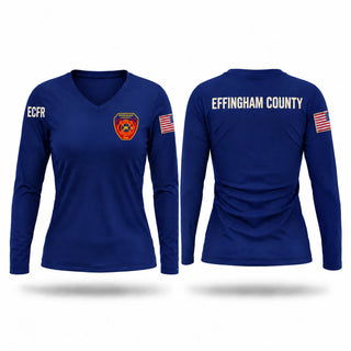 Womens Long Sleeve Vneck Shirt, ECFR, Fire Department, Teamtime, Team time, sublimation, custom sports apparel, team uniforms, spirit wear, spiritwear, sports uniforms, custom shirts, team store, custom team store, fundraiser sports, apparel fundraiser