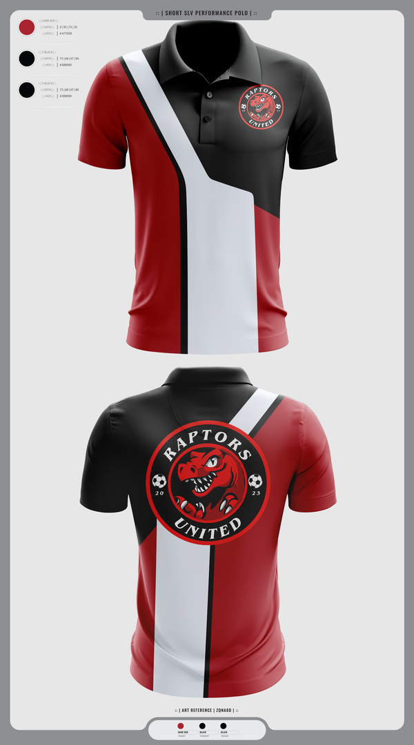 Short Sleeve Performance Polo, Raptors United, Men's Soccer, Teamtime, Team time, sublimation, custom sports apparel, team uniforms, spirit wear, spiritwear, sports uniforms, custom shirts, team store, custom team store, fundraiser sports, apparel fundraiser
