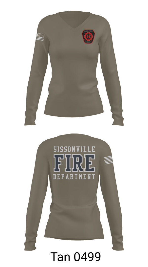 Womens Long Sleeve Vneck Shirt, Sissonville Fire Department, Fire Department, Teamtime, Team time, sublimation, custom sports apparel, team uniforms, spirit wear, spiritwear, sports uniforms, custom shirts, team store, custom team store, fundraiser sports, apparel fundraiser