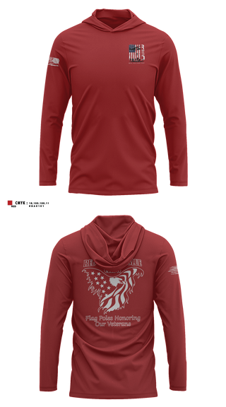 Long Sleeve Hooded Sun Shirt, Flagpoles Honoring Our Veterans, , Teamtime, Team time, sublimation, custom sports apparel, team uniforms, spirit wear, spiritwear, sports uniforms, custom shirts, team store, custom team store, fundraiser sports, apparel fundraiser