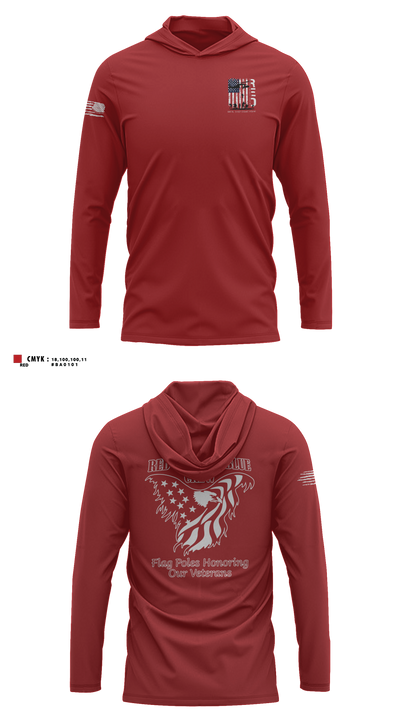 Flagpoles Honoring Our Veterans Long Sleeve Hooded Sun Shirt - 11