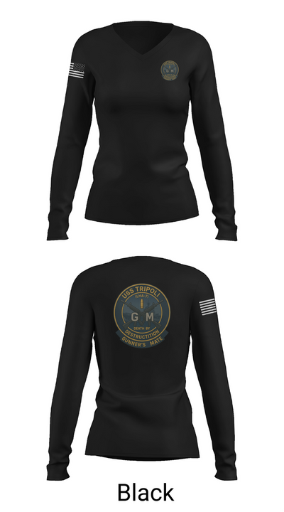 USS TRIPOLI 21275636 Women's Long Sleeve V-neck Shirt - 35