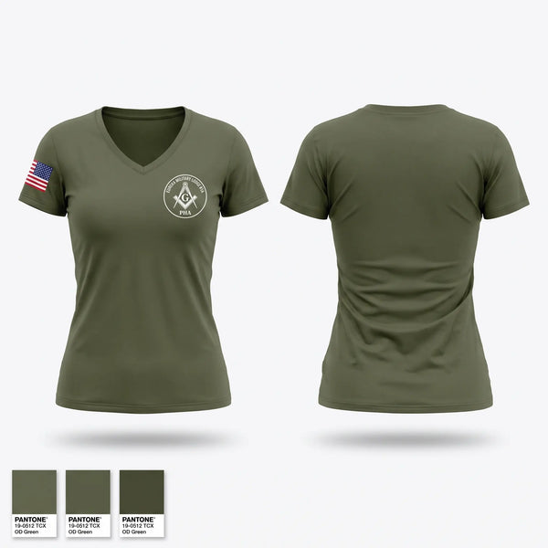 Womens Short Sleeve Vneck Shirt, Eureka Military Lodge 1A, Navy, Teamtime, Team time, sublimation, custom sports apparel, team uniforms, spirit wear, spiritwear, sports uniforms, custom shirts, team store, custom team store, fundraiser sports, apparel fundraiser