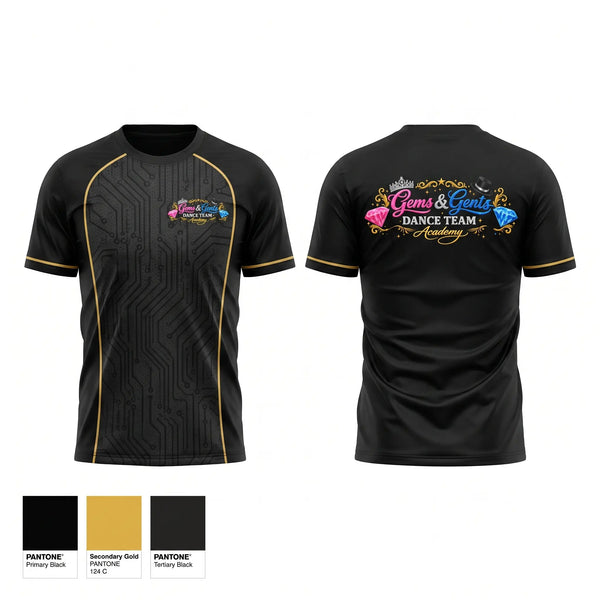 Soft Poly Tee Cotton Like Feel, Gems and gents, Cheer, Teamtime, Team time, sublimation, custom sports apparel, team uniforms, spirit wear, spiritwear, sports uniforms, custom shirts, team store, custom team store, fundraiser sports, apparel fundraiser