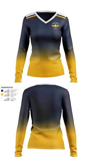 Womens Long Sleeve Vneck Shirt, Saddle Brook Tennis, Tennis, Teamtime, Team time, sublimation, custom sports apparel, team uniforms, spirit wear, spiritwear, sports uniforms, custom shirts, team store, custom team store, fundraiser sports, apparel fundraiser