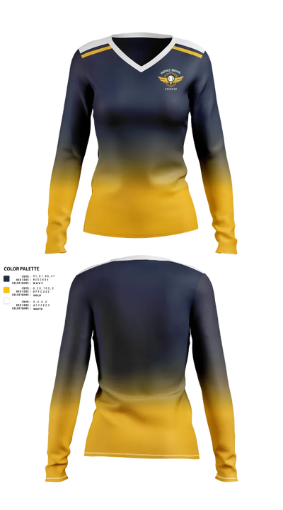 Saddle Brook Tennis 78977129 Women's Long Sleeve V-neck Shirt - 22