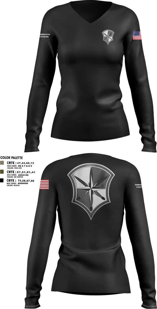 Womens Long Sleeve Vneck Shirt, AOSD, Army, Teamtime, Team time, sublimation, custom sports apparel, team uniforms, spirit wear, spiritwear, sports uniforms, custom shirts, team store, custom team store, fundraiser sports, apparel fundraiser