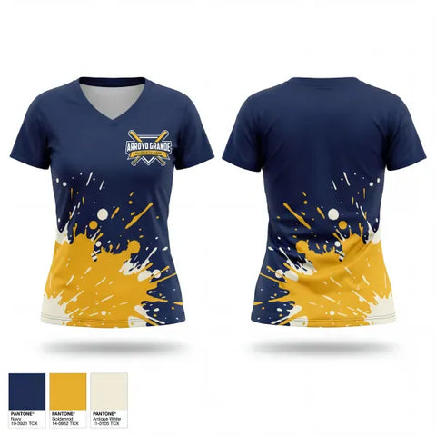 Womens Short Sleeve Vneck Shirt, Arroyo Grande Valley Little League, Baseball, Teamtime, Team time, sublimation, custom sports apparel, team uniforms, spirit wear, spiritwear, sports uniforms, custom shirts, team store, custom team store, fundraiser sports, apparel fundraiser
