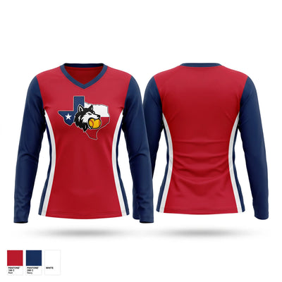 Lonestar Wolves Women's Long Sleeve V-neck Shirt - 1