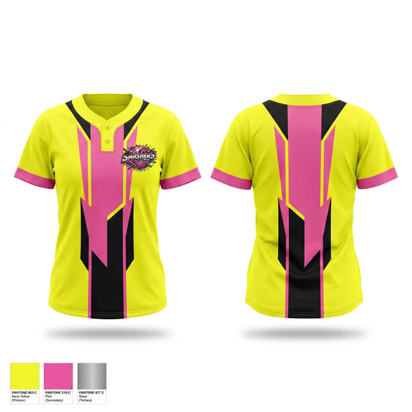 Two Button Softball Jersey, OK Smashers, Softball, Teamtime, Team time, sublimation, custom sports apparel, team uniforms, spirit wear, spiritwear, sports uniforms, custom shirts, team store, custom team store, fundraiser sports, apparel fundraiser
