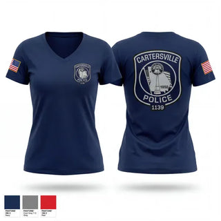Womens Short Sleeve Vneck Shirt, Cartersville Police, Police, Teamtime, Team time, sublimation, custom sports apparel, team uniforms, spirit wear, spiritwear, sports uniforms, custom shirts, team store, custom team store, fundraiser sports, apparel fundraiser