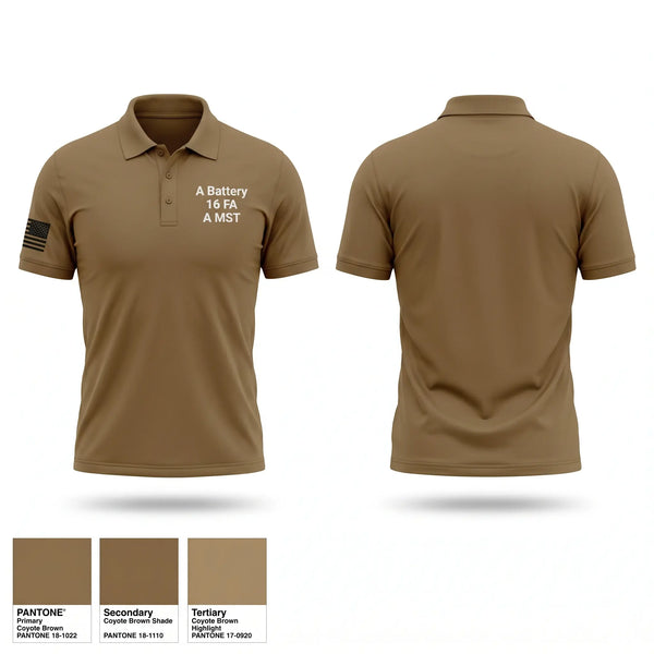Short Sleeve Performance Polo, A Battery, 1-6 FA, A MST, Army, Teamtime, Team time, sublimation, custom sports apparel, team uniforms, spirit wear, spiritwear, sports uniforms, custom shirts, team store, custom team store, fundraiser sports, apparel fundraiser