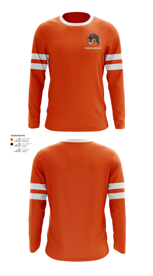 Long Sleeve Performance Shirt, Morrice Orioles, Softball, Teamtime, Team time, sublimation, custom sports apparel, team uniforms, spirit wear, spiritwear, sports uniforms, custom shirts, team store, custom team store, fundraiser sports, apparel fundraiser