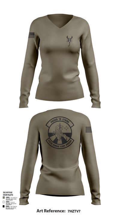 612 Combat Plans Division 33467632 Women's Long Sleeve V-neck Shirt - 101
