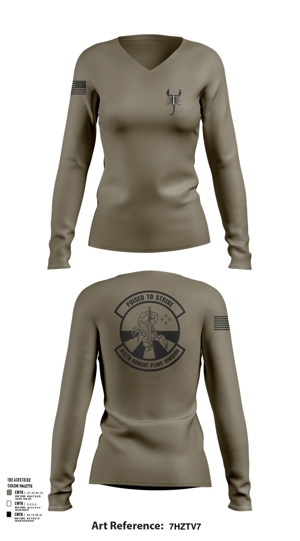 Womens Long Sleeve Vneck Shirt, 612 Combat Plans Division, , Teamtime, Team time, sublimation, custom sports apparel, team uniforms, spirit wear, spiritwear, sports uniforms, custom shirts, team store, custom team store, fundraiser sports, apparel fundraiser