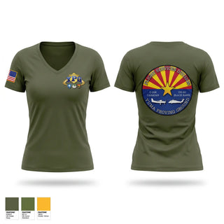 Womens Short Sleeve Vneck Shirt, ATEC YUMA PROVING GROUND, Army, Teamtime, Team time, sublimation, custom sports apparel, team uniforms, spirit wear, spiritwear, sports uniforms, custom shirts, team store, custom team store, fundraiser sports, apparel fundraiser