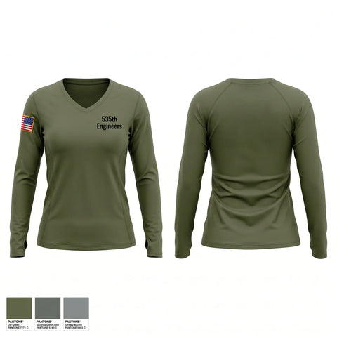 Womens Long Sleeve Vneck Shirt, 535th Engineers, Army, Teamtime, Team time, sublimation, custom sports apparel, team uniforms, spirit wear, spiritwear, sports uniforms, custom shirts, team store, custom team store, fundraiser sports, apparel fundraiser
